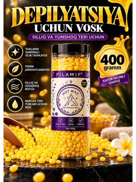 Depilyatsiya uchun granulangan mum Pellet Hot Wax, depilyatsiya mumi - 
