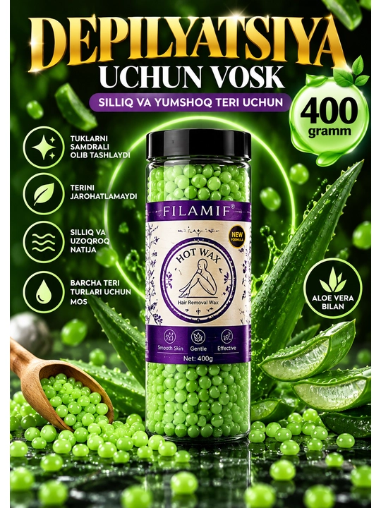 Depilyatsiya uchun granulangan mum Pellet Hot Wax, depilyatsiya mumi - 