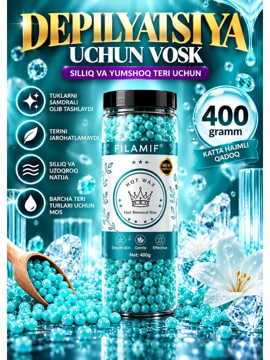 Depilyatsiya uchun granulangan mum Pellet Hot Wax, depilyatsiya mumi - 