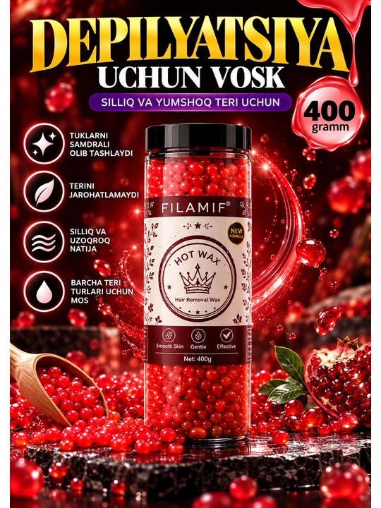 Depilyatsiya uchun granulangan mum Pellet Hot Wax, depilyatsiya mumi - 
