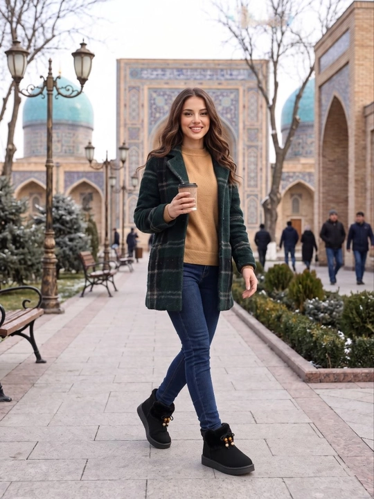 Qishki ugg ayollar uchun, qalin mo'ynali qisqa etiklar
