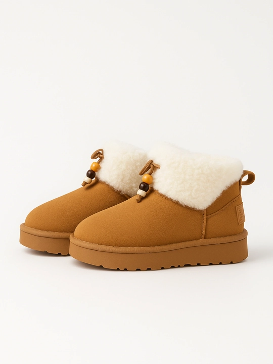 Qishki ugg ayollar uchun, qalin mo'ynali qisqa etiklar