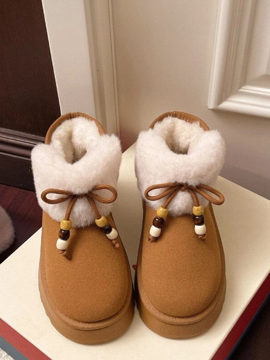 Qishki ugg ayollar uchun, qalin mo'ynali qisqa etiklar