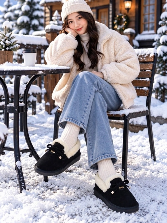 Qishki ugg ayollar uchun, qalin mo'ynali qisqa etiklar