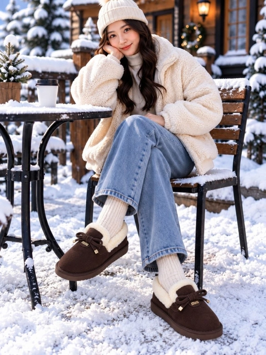 Qishki ugg ayollar uchun, qalin mo'ynali qisqa etiklar
