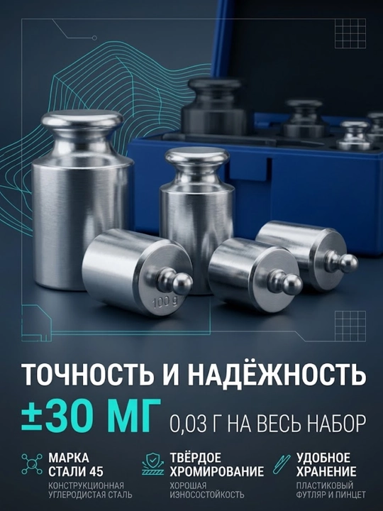 Комплект гирь калибровочных, 205 гр