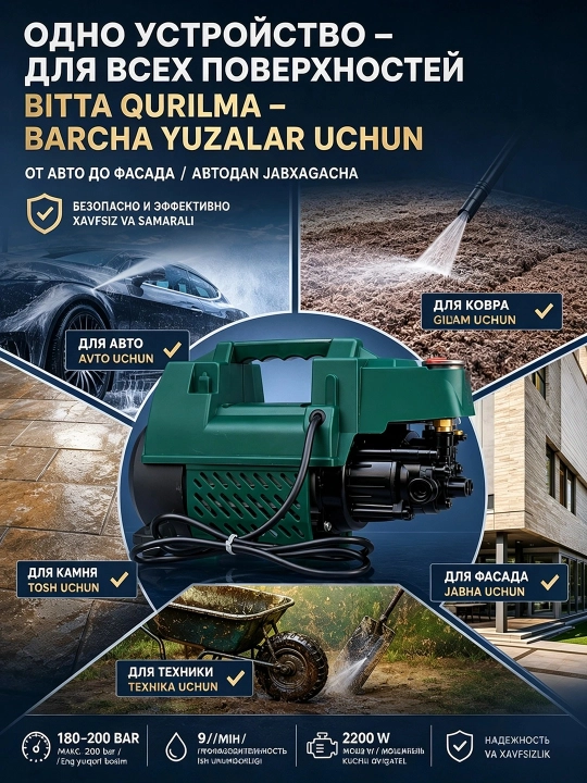 Автомойка высокого давления MOON 2200 Вт, оборудование для мойка, автомойка