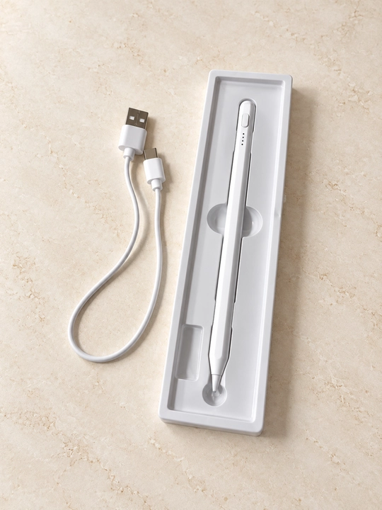 Sensorli ekran uchun universal stilus, USB-C quvvatlash, yozish va chizish uchun oq qalam