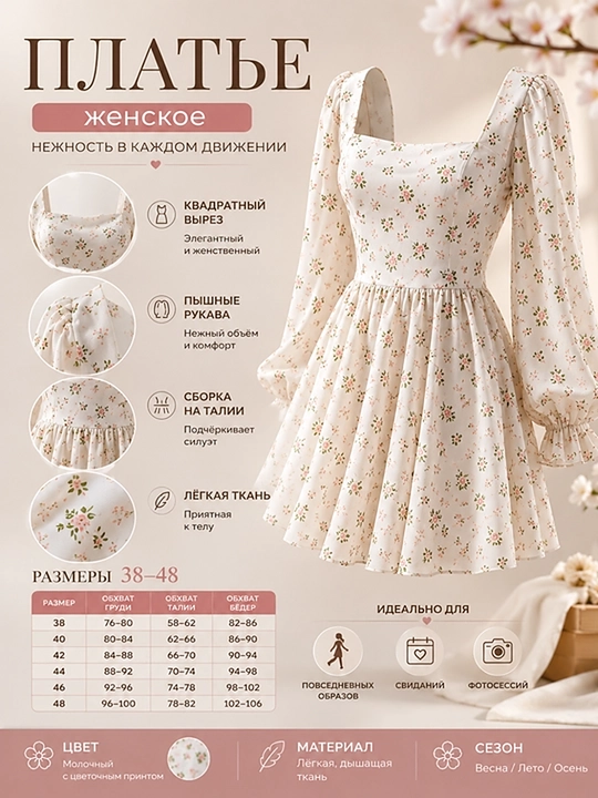 Ayollar uchun uzun yengli gulli mini ko’ylak