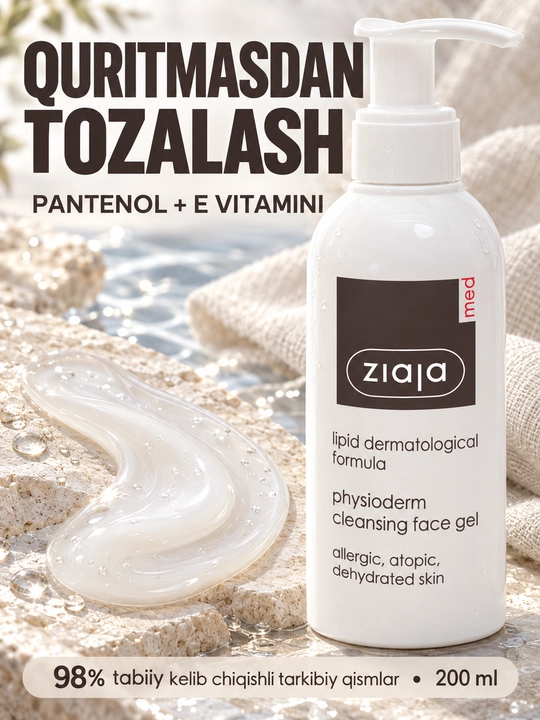 Гель для умывания для атопичной и обезвоженной кожи Ziaja MED Lipid Physioderm, 200 мл