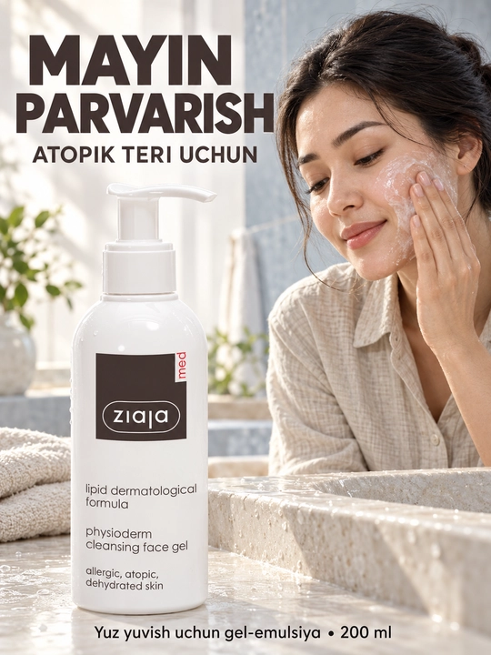 Гель для умывания для атопичной и обезвоженной кожи Ziaja MED Lipid Physioderm, 200 мл