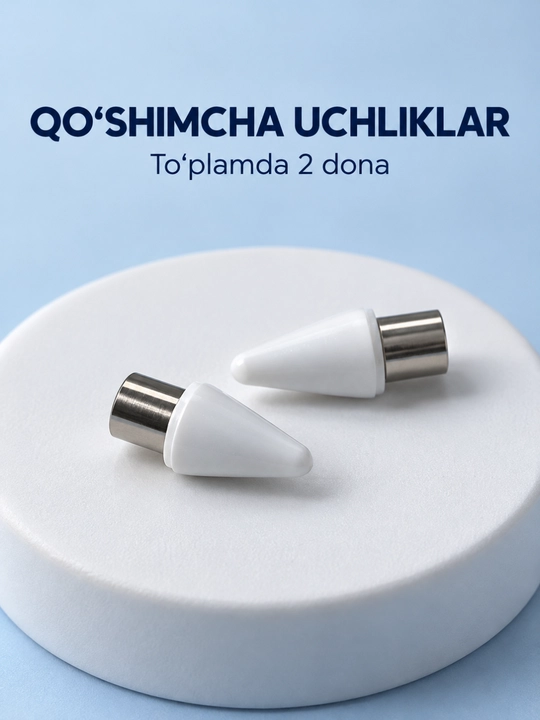 Oq elektron stilus, displeyli sensorli qalam, yozish va chizish uchun, 2 ta zaxira uchlik