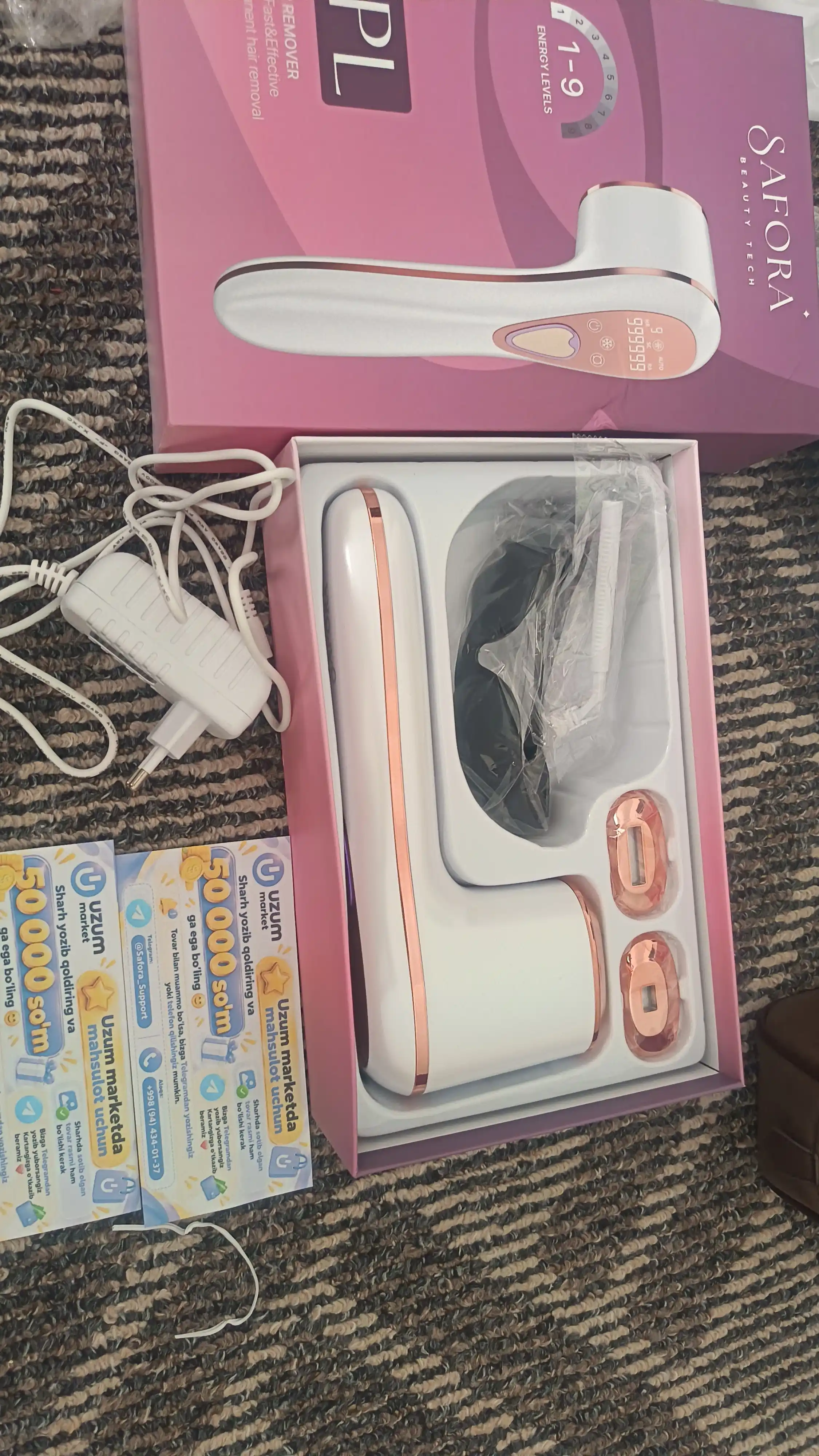 Lazerni epilyator Safora, fotoepilator va lazerli depilyator yuz va tana uchun