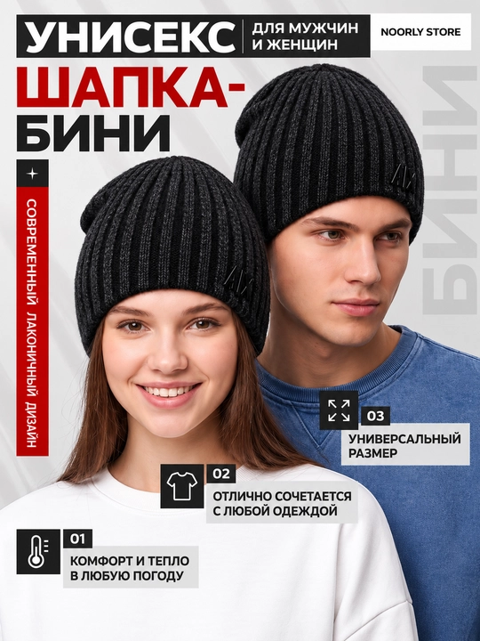 Шапка зимняя вязаная для женщин, мужчин и детей - 