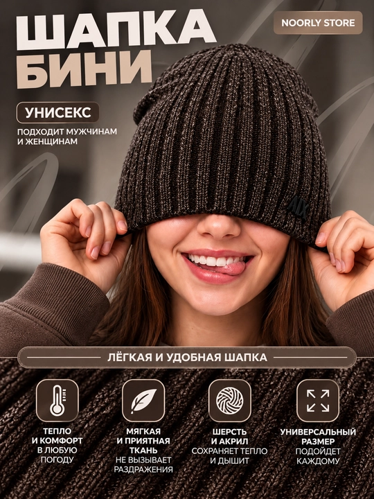 Шапка зимняя вязаная для женщин, мужчин и детей