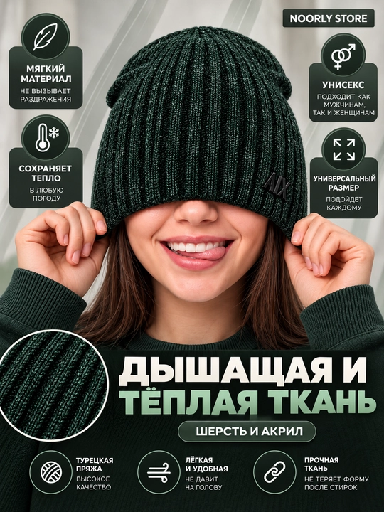 Шапка зимняя вязаная для женщин, мужчин и детей