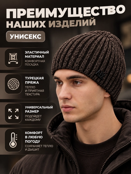 Шапка зимняя вязаная для женщин, мужчин и детей