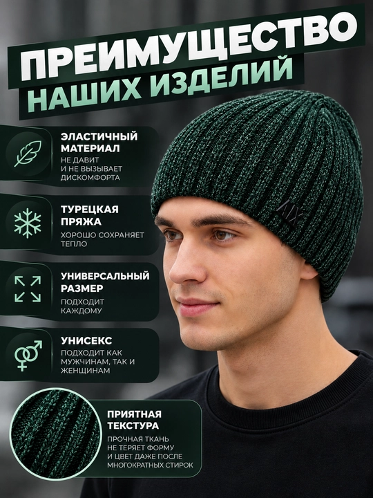 Шапка зимняя вязаная для женщин, мужчин и детей