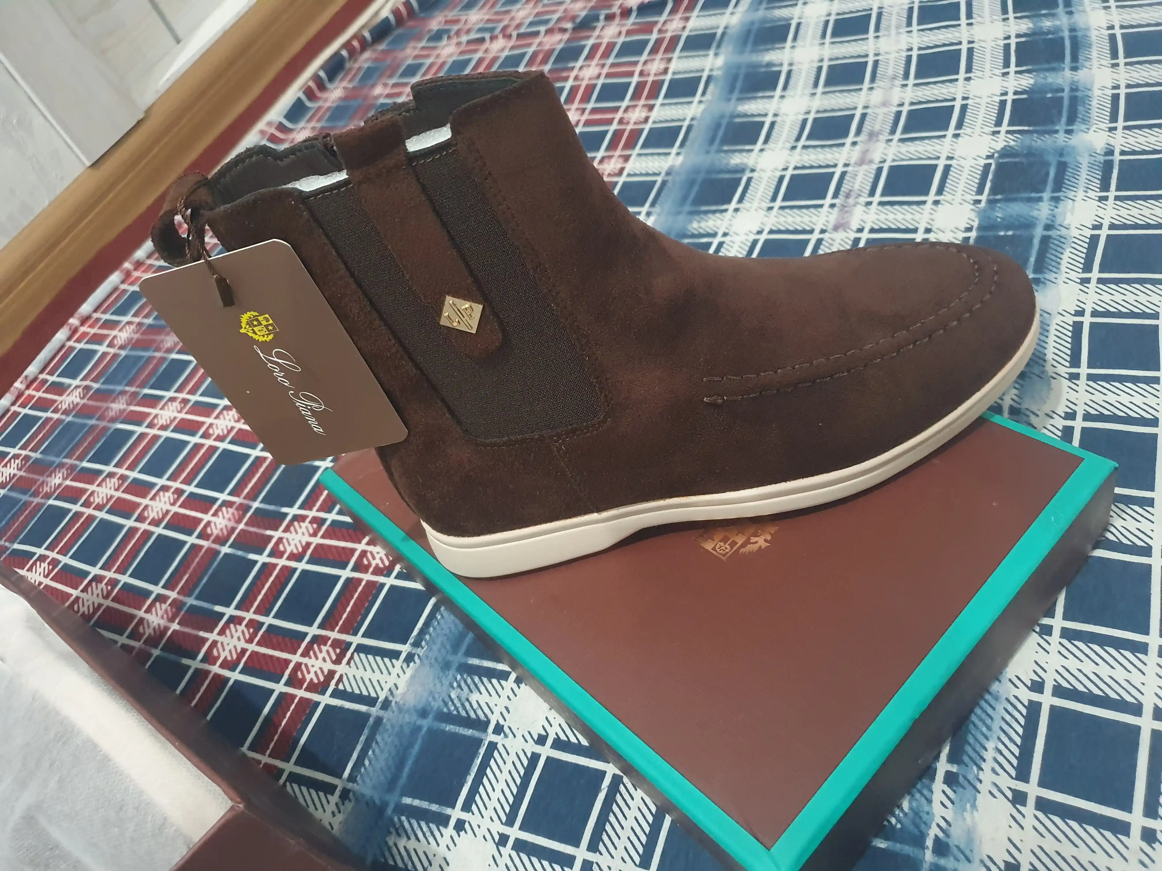 Loro Piana qishki zamsh etig, tabiiy mo‘ynali ayollar etiklari, issiq va qulay poshnali