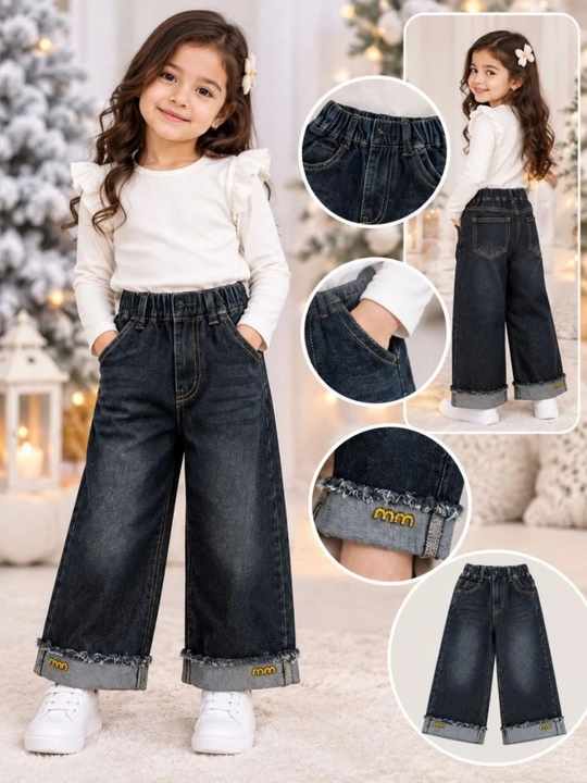 Qizlar uchun qaytarma keng jinsi shim - 