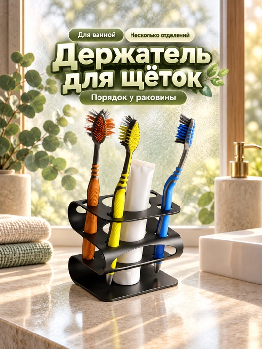 Настольный держатель для зубных щёток с отделениями, для ванной