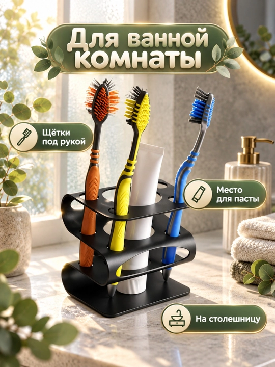 Настольный держатель для зубных щёток с отделениями, для ванной