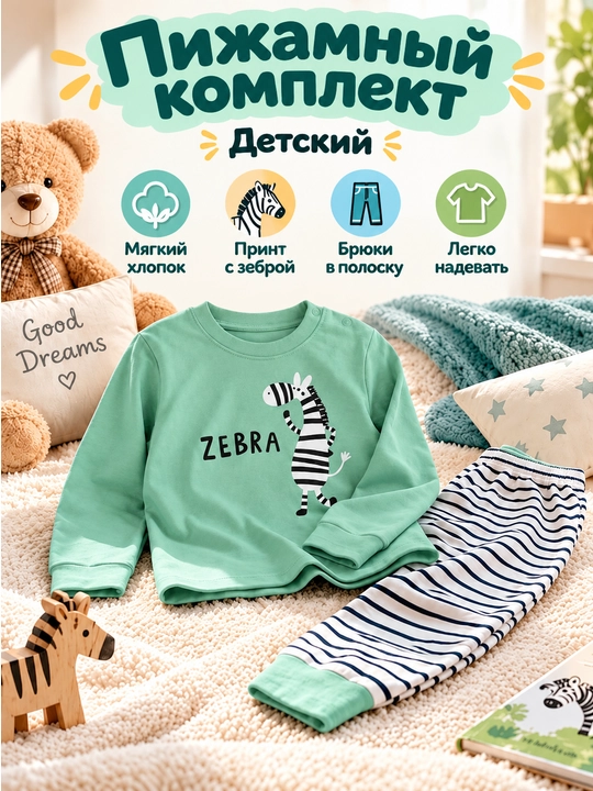 Детская пижама, Детский комплект одежды, хлопок, 1-5 лет,детская одежда - 