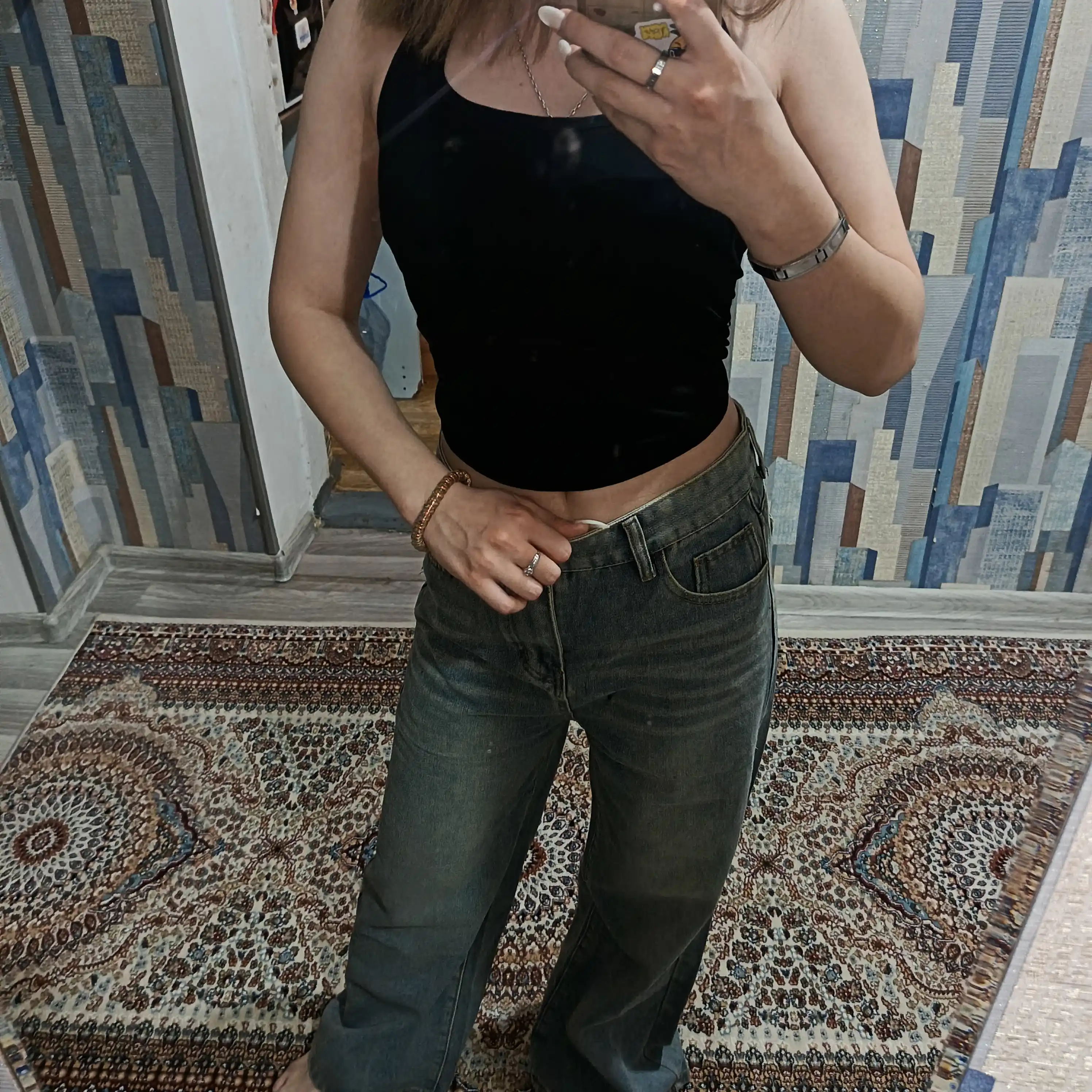 Ayollar uchun Baggy Y2K jinsi shimlar, paxtadan tikilgan, keng fason, yuqori bel, XS-2XL