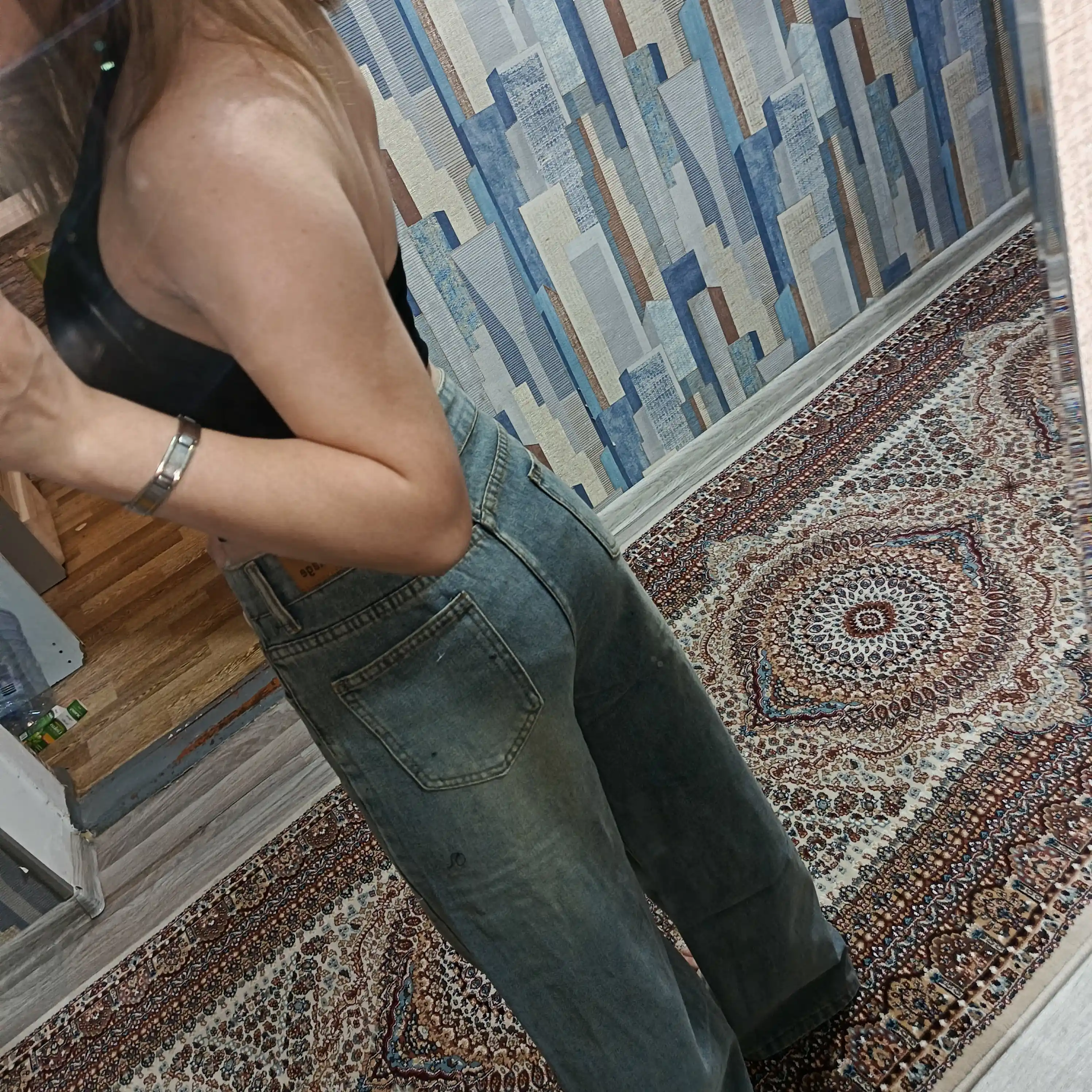 Ayollar uchun Baggy Y2K jinsi shimlar, paxtadan tikilgan, keng fason, yuqori bel, XS-2XL