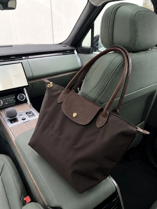 Maktab sumkasi, katta, ayollar uchun, Longchamp uslubida, o‘lchami M, tovut, shopper, A4 formatda