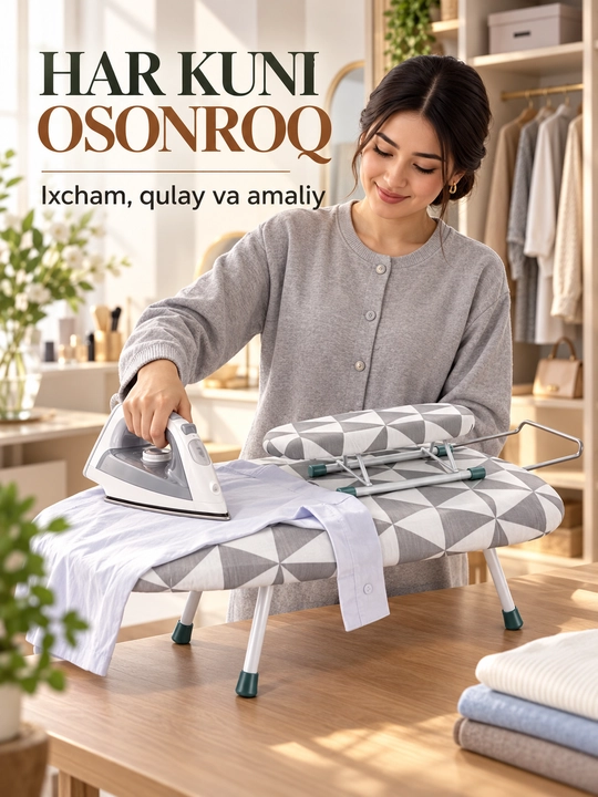 Dazmol taxtasi, ixcham mini, buklanadigan, paxta qoplamasi, 60*30 sm, tasodifiy rang tanlovi