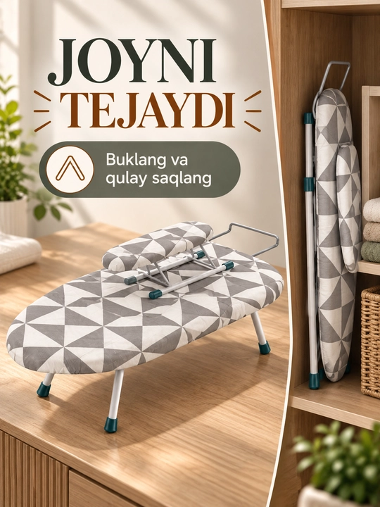 Dazmol taxtasi, ixcham mini, buklanadigan, paxta qoplamasi, 60*30 sm, tasodifiy rang tanlovi