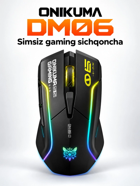ONIKUMA DM06 RGB simsiz gaming sichqoncha, Bluetooth, 2.4 GHz, Type-C, 12800 DPI - 
