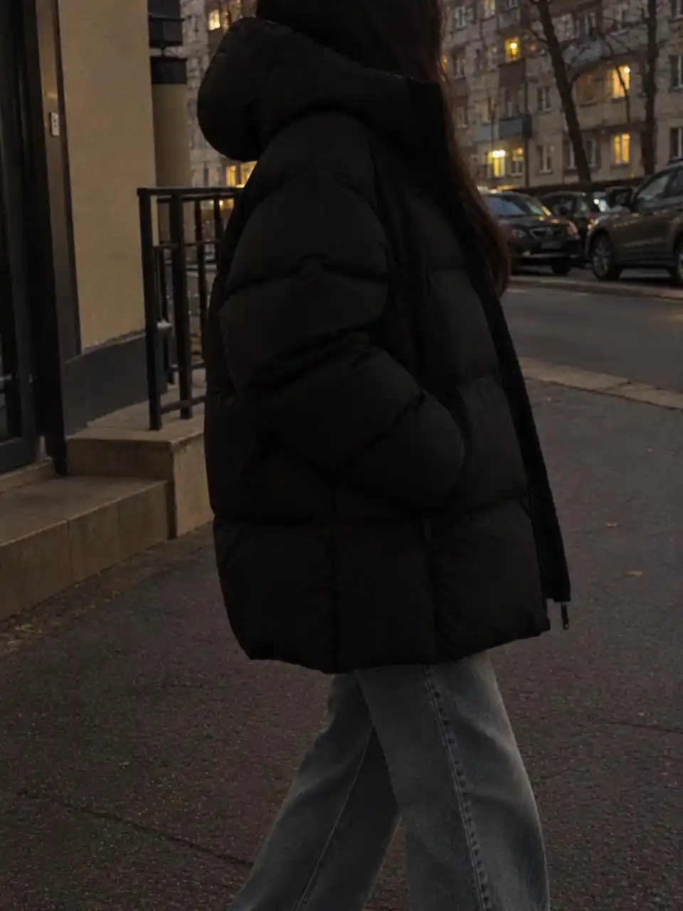 Ayollar uchun qishki kurtka, kapyushonli issiq puxovik, oversayz S–XL, -20°C gacha