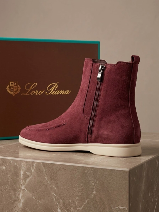 LoroPiana ayollar botinkasi, qishki poyabzal, platformadagi zamonaviy zamsh etik, hujjat bilan