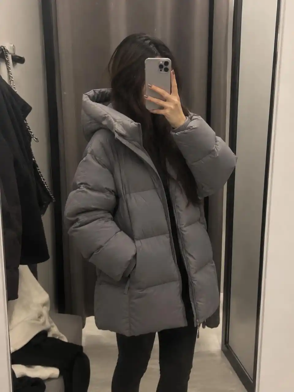 Ayollar uchun qishki kurtka, kapyushonli issiq puxovik, oversayz S–XL, -20°C gacha