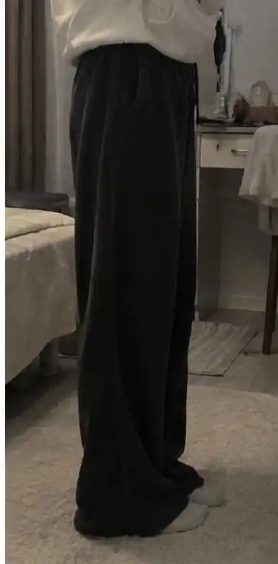 Ayollar issiq nachosli shimlari, keng to‘g‘ri triko, qishki palazzo shim S–XL