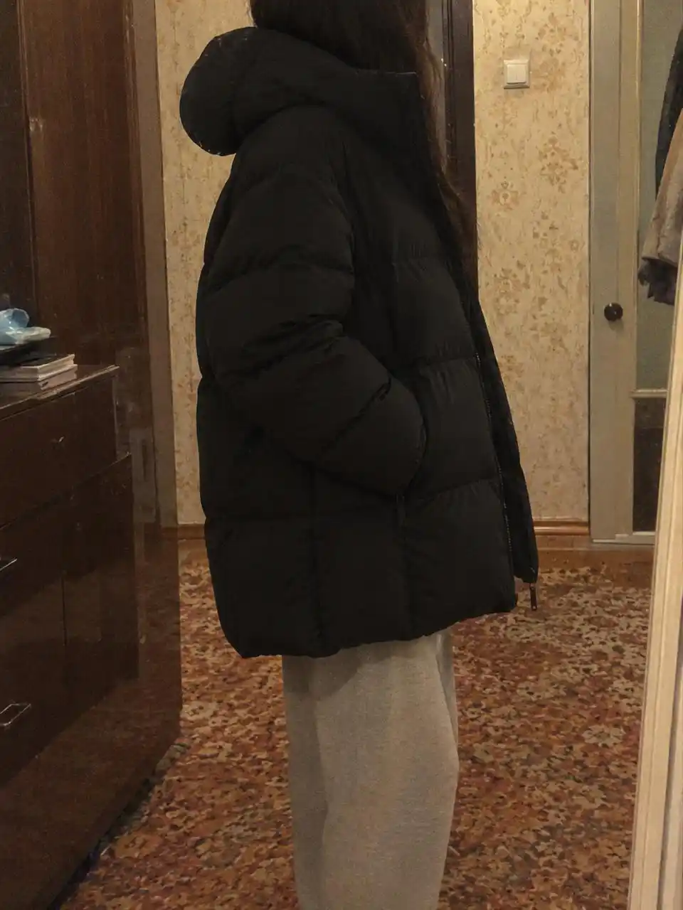 Ayollar uchun qishki kurtka, kapyushonli issiq puxovik, oversayz S–XL, -20°C gacha