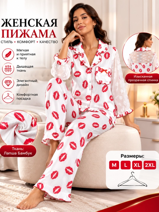 Женская пижама с брюками и топом домашняя одежда одежда для женщин и девочек размеры M-XXL - 