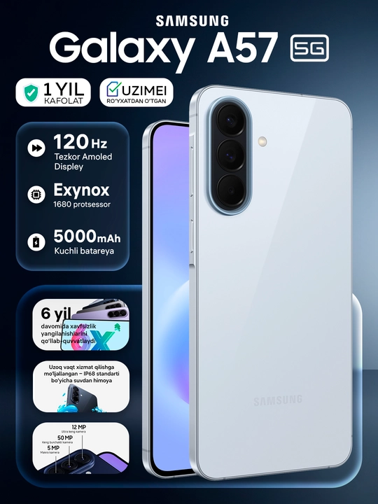 Smartfon Samsung Galaxy A57 5G, Super AMOLED 120Hz 6.7", 5000 mAh - 