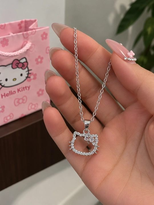 Кулон Hello Kitty, серебристый, с цепочкой