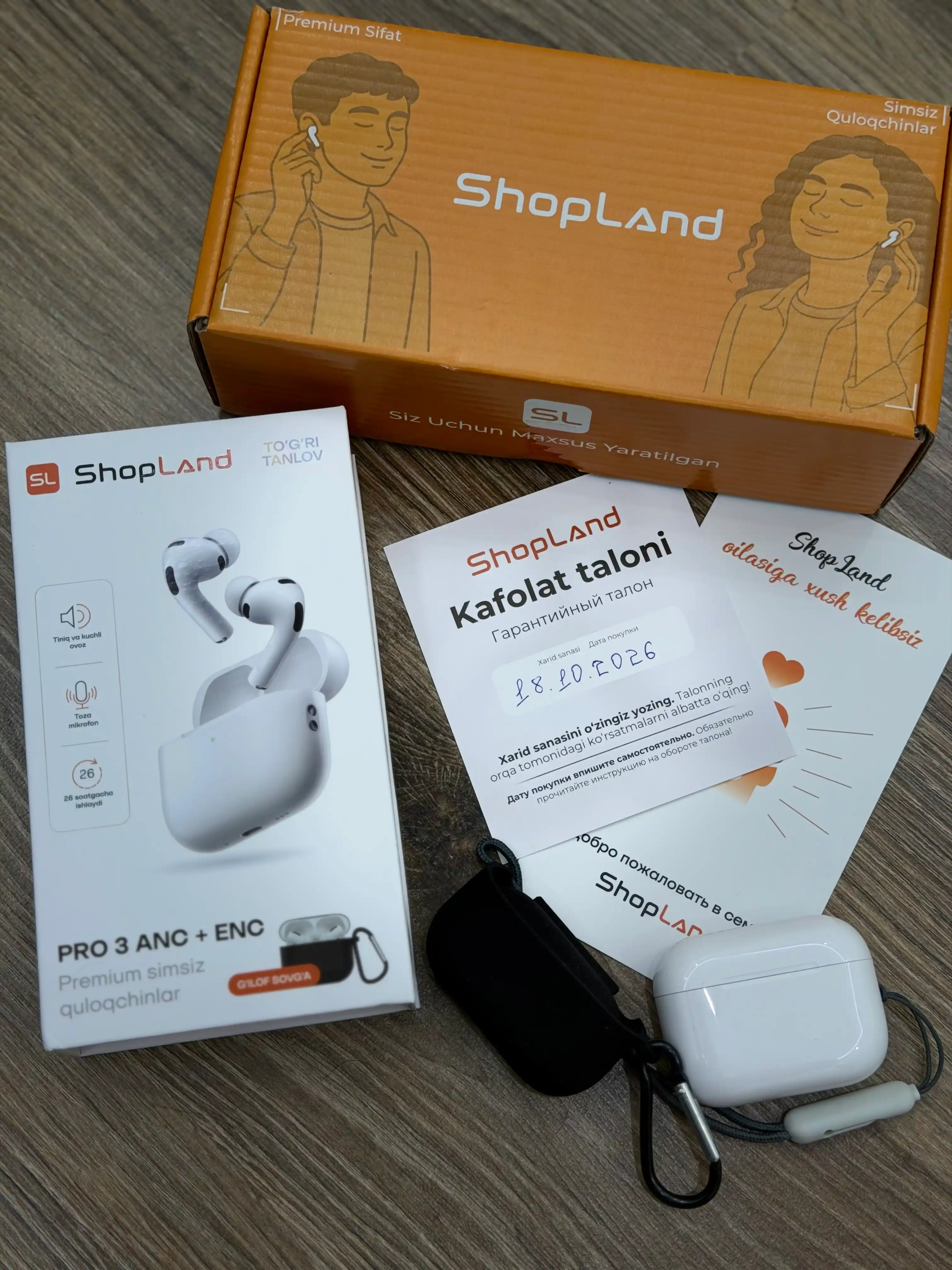 Беспроводные наушники ShopLand Pro 3 ANC + ENC Premium с микрофоном для iPhone и Android