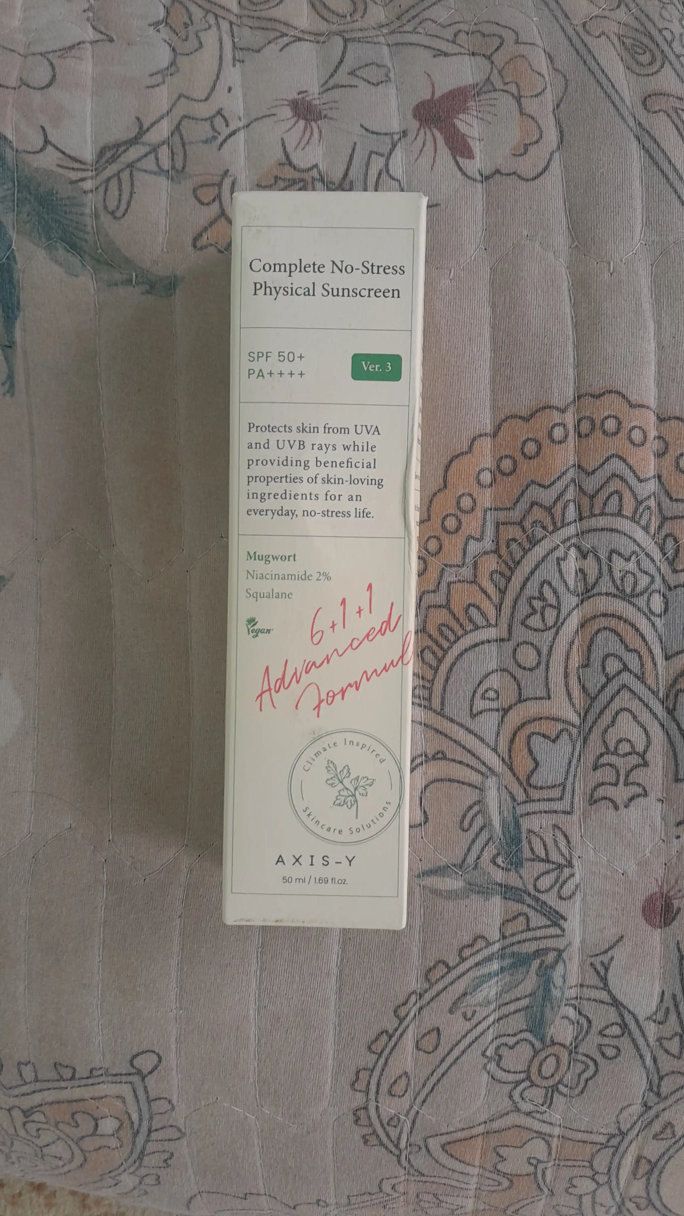 Quyoshdan himoya kremi AXIS-Y Complete No-Stress Physical Sunscreen SPF50+ PA++++, 50 ml