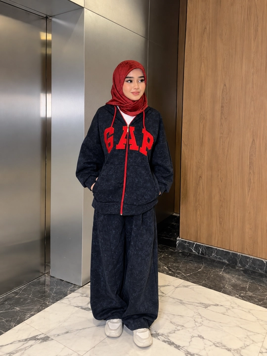 Kapyushonli ikki kishilik ayollar kostyumi, kundalik xudi va jogger to‘plami, katta o‘lchamda, 44-52