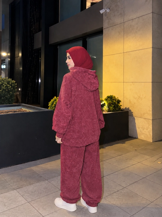Kapyushonli ikki kishilik ayollar kostyumi, kundalik xudi va jogger to‘plami, katta o‘lchamda, 44-52