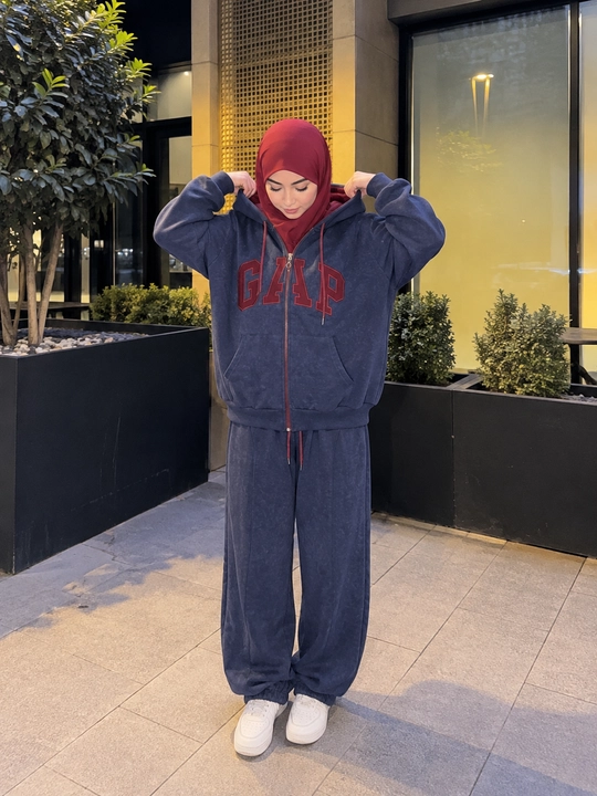 Kapyushonli ikki kishilik ayollar kostyumi, kundalik xudi va jogger to‘plami, katta o‘lchamda, 44-52