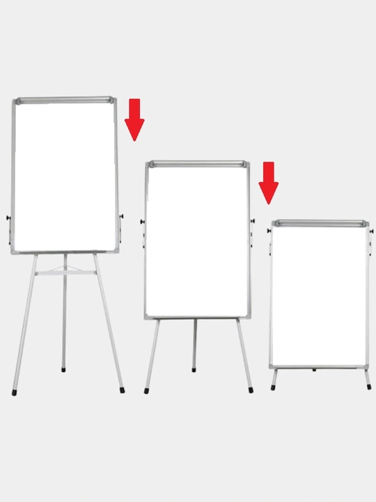 Magnitli flipchart doska uch oyoqli markerli balandligi sozlanadigan 60×90 va 70×100 sm