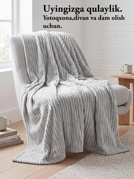 Pled adyol plyush momiq yumshoq, ikki va bir kishilik, chiziqli, krovat va divan uchun