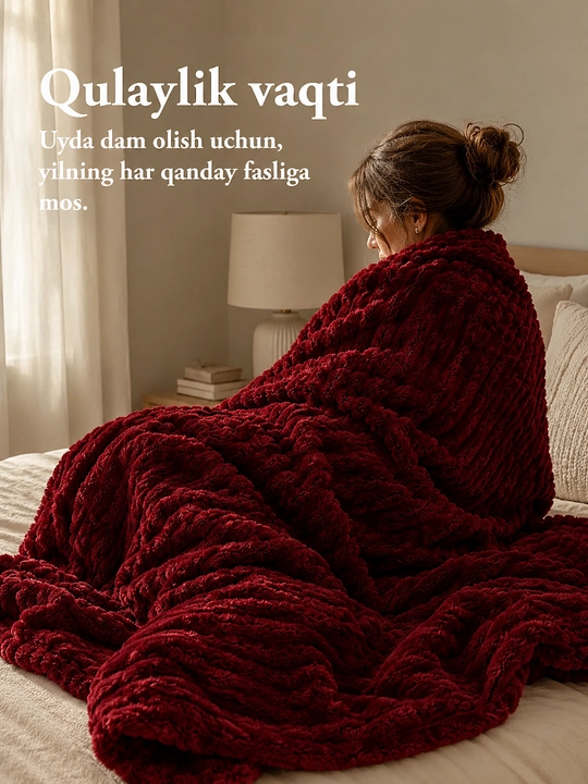 Pled adyol plyush momiq yumshoq, ikki va bir kishilik, chiziqli, krovat va divan uchun