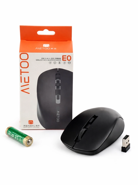 Беспроводная мышь METOO E0/E1 для ноутбука и компьютера, USB 2,4 ГГц, чёрная, офис и учёба